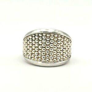 Lagos Signature Caviar Sterling Silver Beaded Concave Ring Size 7